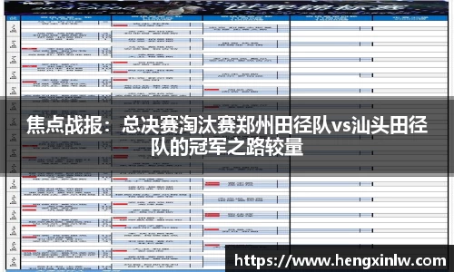 焦点战报：总决赛淘汰赛郑州田径队vs汕头田径队的冠军之路较量